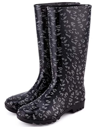 K KomForme Women s Knee High Waterproof Rain Boots Glitter